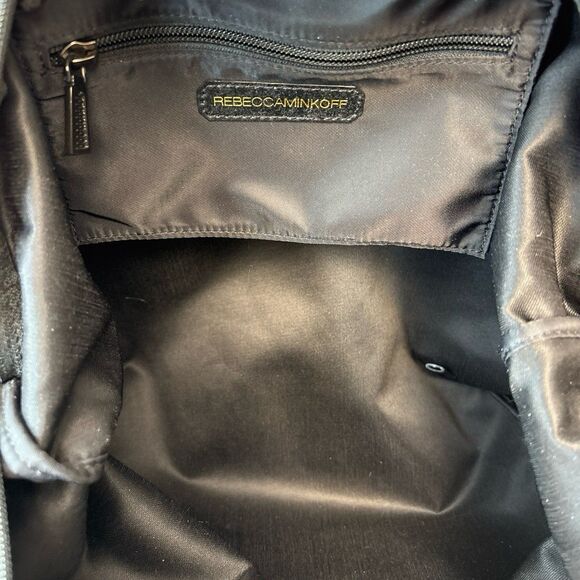 Rebecca Minkoff Purse Shoulder Bag Black Nylon Tote with Red Snakeskin & Spikes - Picture 11 of 12